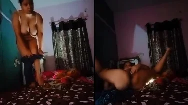 Desi girl opened her pussy when her mother was sleeping next to her