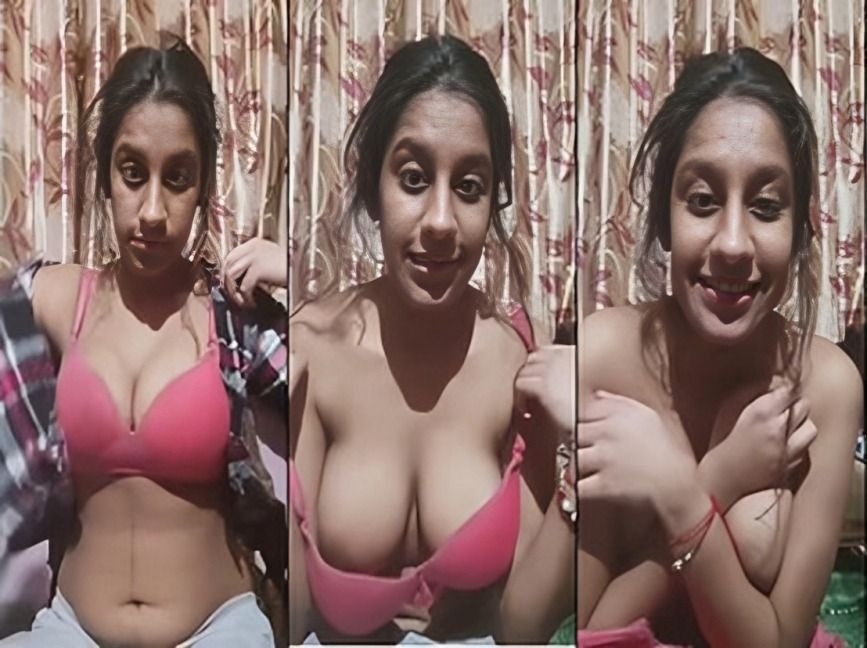 Desi Red Bra Girl Showing Her Huge Soft Boobs
