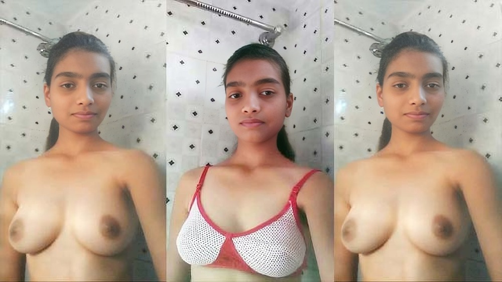 Young Indian girl showing boobs in bathroom